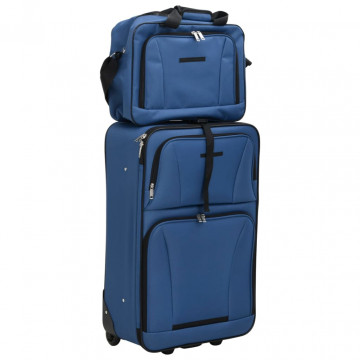 Set de bagaje de călătorie, 5 piese, albastru, material textil - Img 6