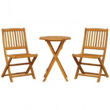 Set de bistro pliabil, 3 piese, lemn masiv de acacia - Img 2