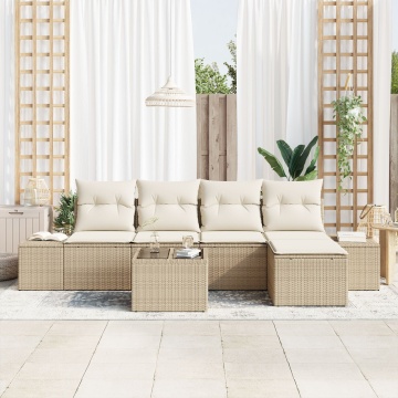 Set de canapea de grădină cu perne Brown Poly Rattan - Img 3