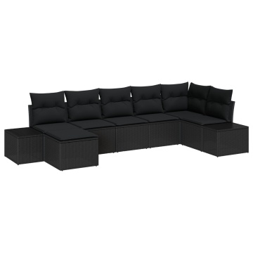 Set de canapea de grădină Set de 7 Negru - Img 2