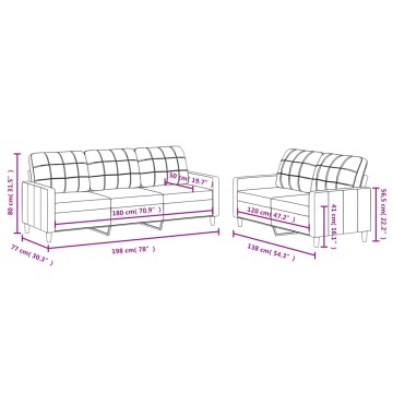 Set de canapele cu perne, 2 piese, negru, textil - Img 5