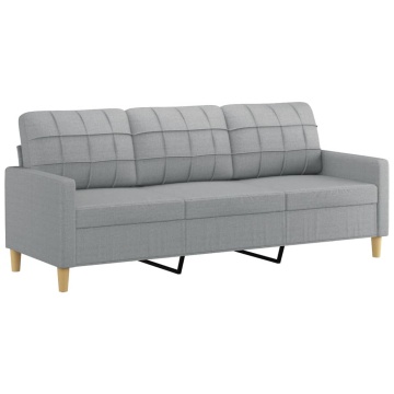Set de canapele cu perne, 3 piese, gri deschis, textil - Img 8