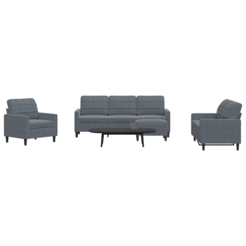 Set de canapele cu perne, 4 piese, gri închis, catifea - Img 1