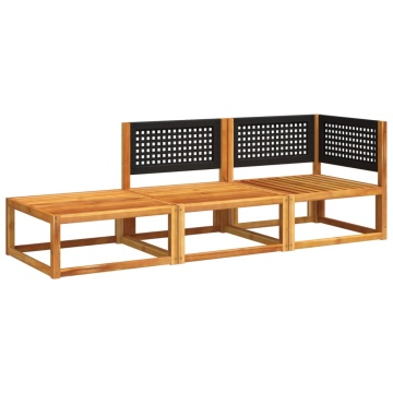 Set de canapele de grădină cu perne, 3 piese, lemn masiv acacia - Img 3