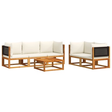 Set de canapele grădină cu perne, 6 piese, lemn masiv acacia - Img 2