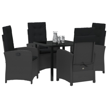 Set de dining de grădină 5 piese cu perne Negru Ratan sintetic - Img 3
