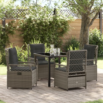 Set de dining de grădină 5 piese gri rattan poli - Img 1