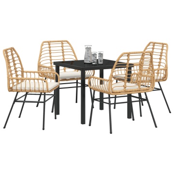 Set de dining de grădină cu 5 piese cu perne Maro Rattan Poli - Img 3
