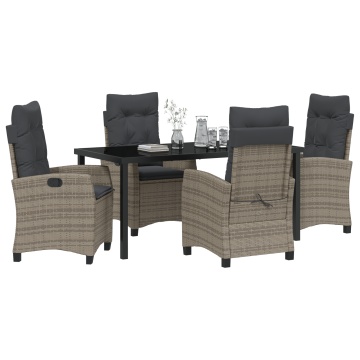Set de dining de grădină cu 5 piese și perne gri din poliratan - Img 3