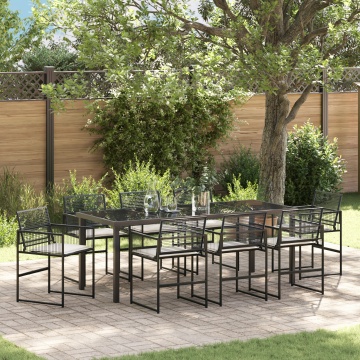 Set de Dining Grădină Negru cu Perne din Rattan Poli - Img 1