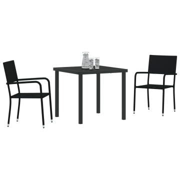 Set de dining în grădină 3 piese din rattan PE negru - Img 3