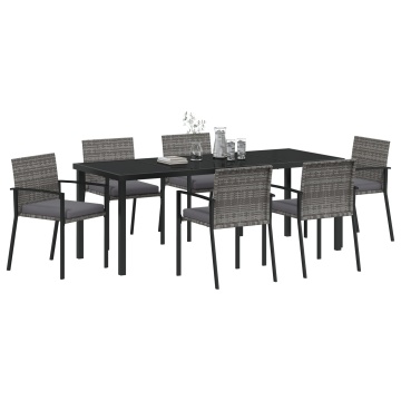 Set de dining în grădină 7 piese Gri Poliratan - Img 3