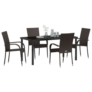 Set de Dining în Grădină de 5 Piese Maro Poliratan - Img 3
