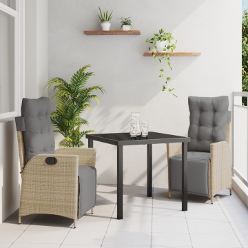 Set de dining pentru grădină 3 piese bej din poliratan - Img 1