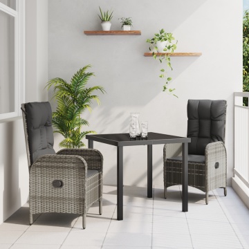 Set de dining pentru grădină 3 piese gri din ratan - Img 1