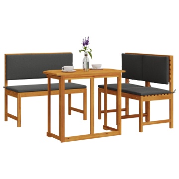 Set de dining pentru grădină 4 piese cu perne din lemn masiv de acacia - Img 3
