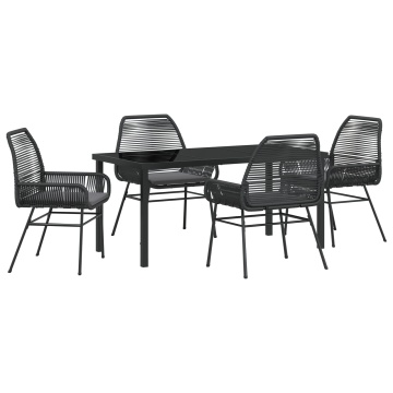 Set de dining pentru grădină 5 piese cu perne Ratan polimeric negru - Img 2