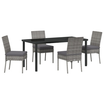 Set de dining pentru grădină 5 piese gri poliratan - Img 2