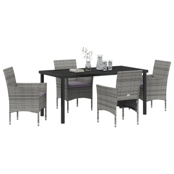 Set de Dining pentru Grădină 5 Piese Gri Ratan Polimeric - Img 3