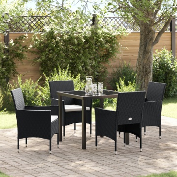 Set de Dining pentru Grădină 5 Piese Negru Poliratan - Img 1