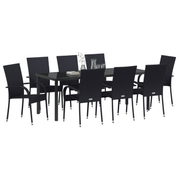 Set de dining pentru grădină 5 piese Negru Poliratan - Img 3