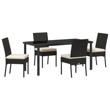 Set de dining pentru grădină 5 Piese Negru Poliratan - Img 2