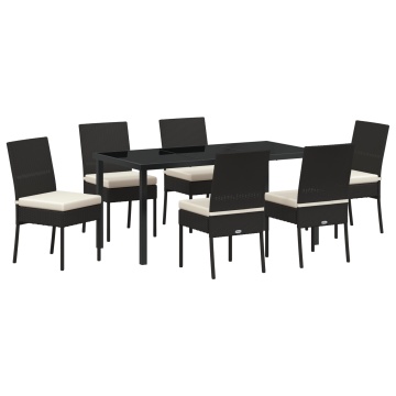 Set de Dining pentru Grădină 7 Piese Negru Poliratan - Img 2