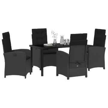 Set de dining pentru grădină cu 5 piese și perne negre din ratan sintetic - Img 3