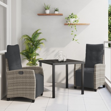 Set de Dining pentru Grădină de 3 Piese Gri Rattan PE - Img 1