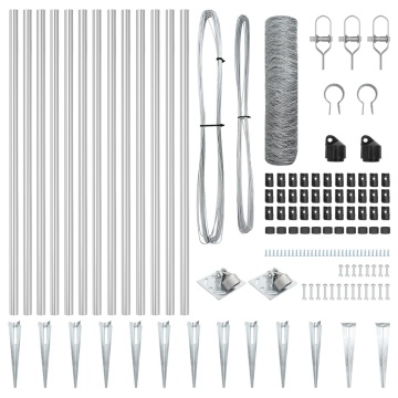 Set de Gard Set de 2 Metal galvanizat Oțel galvanizat 25 x 0.5 m - Img 3