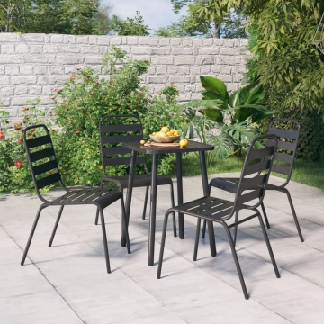 Set de masă pentru grădină, 5 piese, antracit, oțel - Img 1