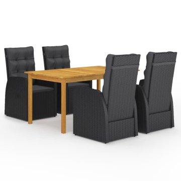 Set de masă pentru grădină, 5 piese, negru - Img 1