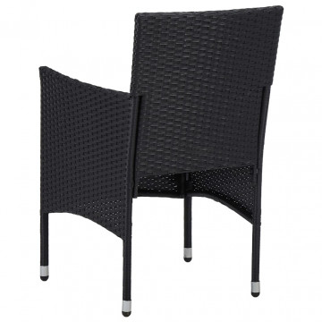 Set de masă pentru grădină, 7 piese, negru, poliratan - Img 6