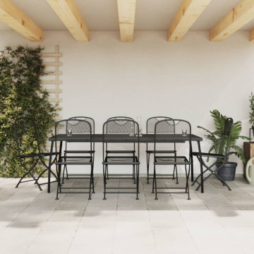 Set de masă pentru grădină, 9 piese, plasă metalică antracit - Img 1