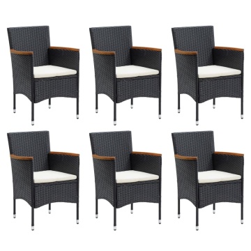 Set de masă pentru grădină cu perne, 7 piese, negru, poliratan - Img 3