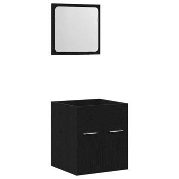 Set de mobilier de baie din 2 piese din lemn de stejar negru - Img 2