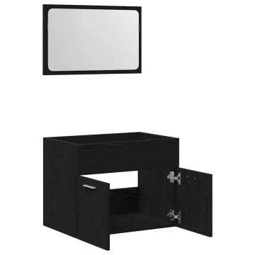Set de mobilier de baie din 2 piese din lemn de stejar negru - Img 8