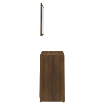 Set de mobilier de baie, stejar maro, lemn prelucrat - Img 6