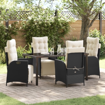 Set de Mobilier de Grădină cu 5 Piese Negru din Poliratan - Img 1