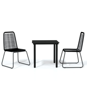 Set de mobilier pentru grădină, 3 piese, negru - Img 2