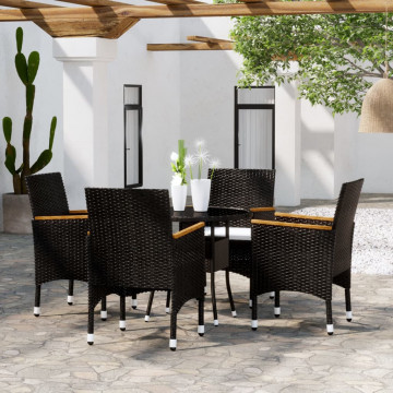 Set de mobilier pentru grădină, 5 piese, negru, poliratan - Img 1