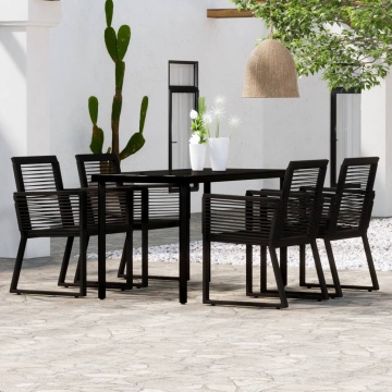 Set de mobilier pentru grădină, 5 piese, negru - Img 1