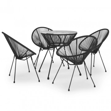 Set de mobilier pentru grădină, 5 piese, negru - Img 2