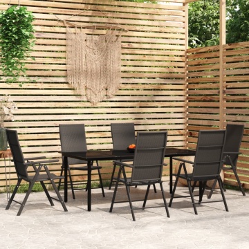 Set de mobilier pentru grădină, 7 piese, negru - Img 1