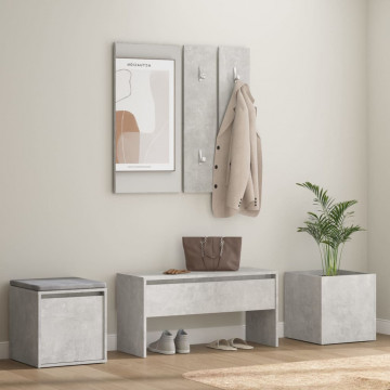 Set de mobilier pentru hol, gri beton, lemn prelucrat - Img 1