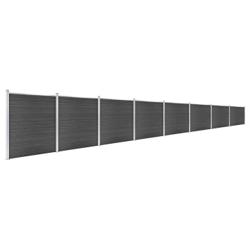 Set de panouri de gard, negru, 1391x186 cm, WPC - Img 2