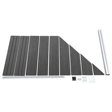 Set de panouri de gard, negru, 446x (105-186) cm, WPC - Img 8