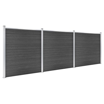 Set de panouri de gard, negru, 526 x 186 cm, WPC - Img 2