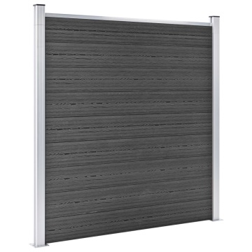 Set de panouri de gard, negru, 965x(105-186) cm, WPC - Img 3