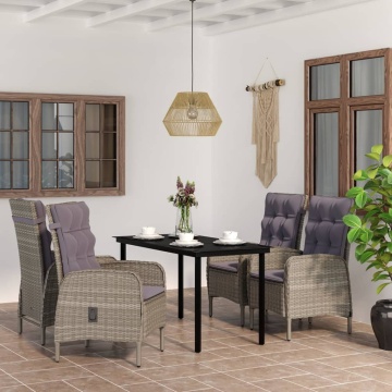 Set de servit masa pentru grădină, 5 piese, gri și negru - Img 1
